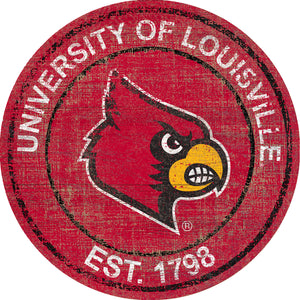 Louisville Cardinals Heritage Logo Round Wood Sign - 24"