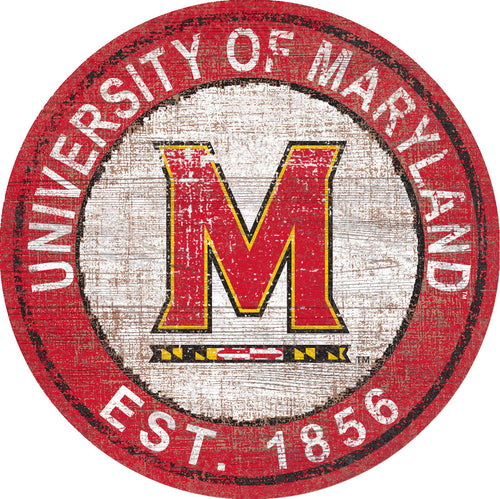 Maryland Terrapins Heritage Logo Round Wood Sign - 24