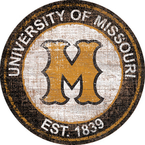 Missouri Tigers Herritage Logo Round Wood Sign - 23.5"
