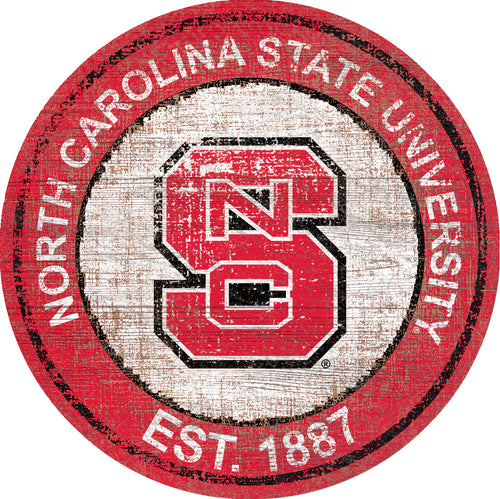 NC State Wolfpack Herritage Logo Round Wood Sign - 23.5