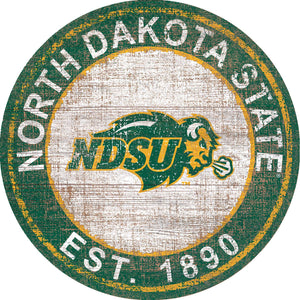 NDSU Bison Heritage Logo Round Wood Sign - 24"