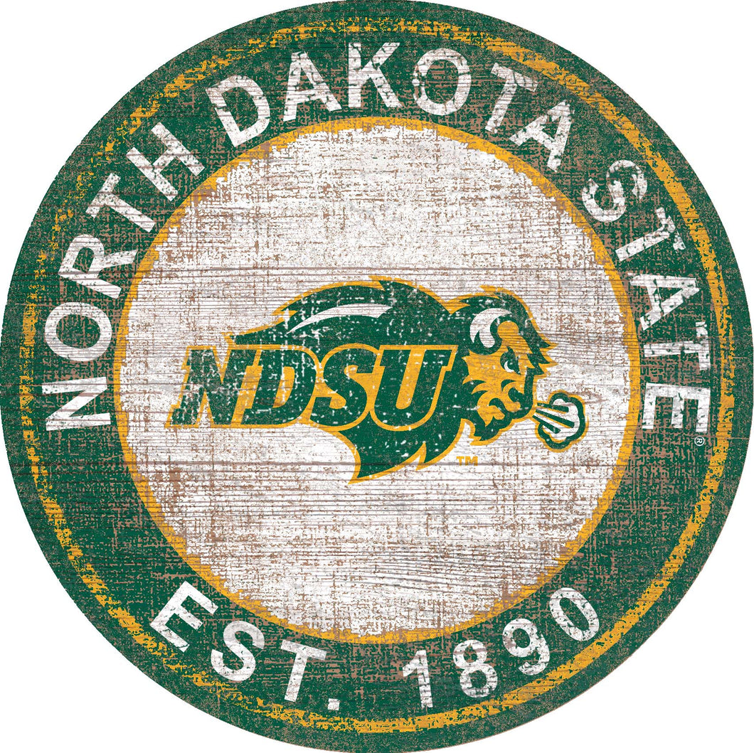 NDSU Bison Heritage Logo Round Wood Sign - 24