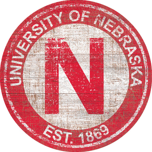 Nebraska Cornhuskers Herritage Logo Round Wood Sign - 23.5