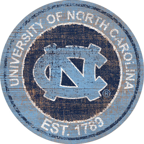 North Carolina Tar Heels Herritage Logo Round Wood Sign - 23.5