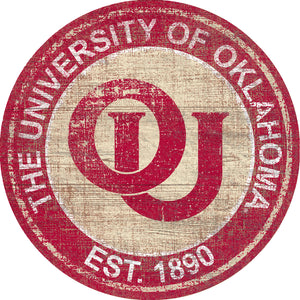 Oklahoma Sooners Herritage Logo Round Wood Sign - 23.5"