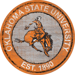 Oklahoma State Cowboys Herritage Logo Round Wood Sign - 23.5"