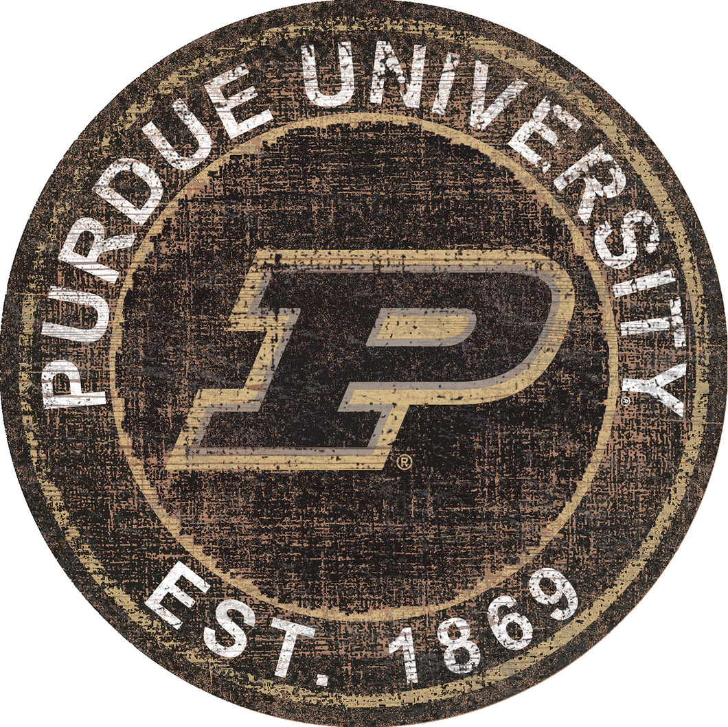 Purdue Boilermakers Heritage Logo Round Wood Sign - 24