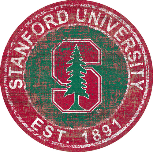Stanford Cardinal Heritage Logo Round Wood Sign - 24