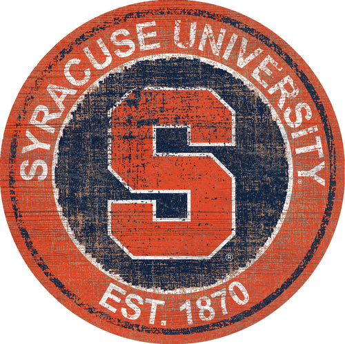 Syracuse Orangemen Herritage Logo Round Wood Sign - 23.5