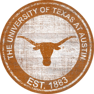 Texas Longhorns Heritage Logo Round Wood Sign - 23.5"