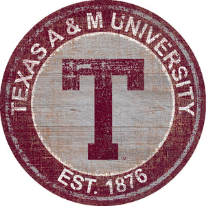 Texas A&M Aggies Heritage Logo Round Wood Sign - 23.5"