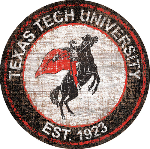 Texas Tech Red Raiders Heritage Logo Round Wood Sign - 23.5