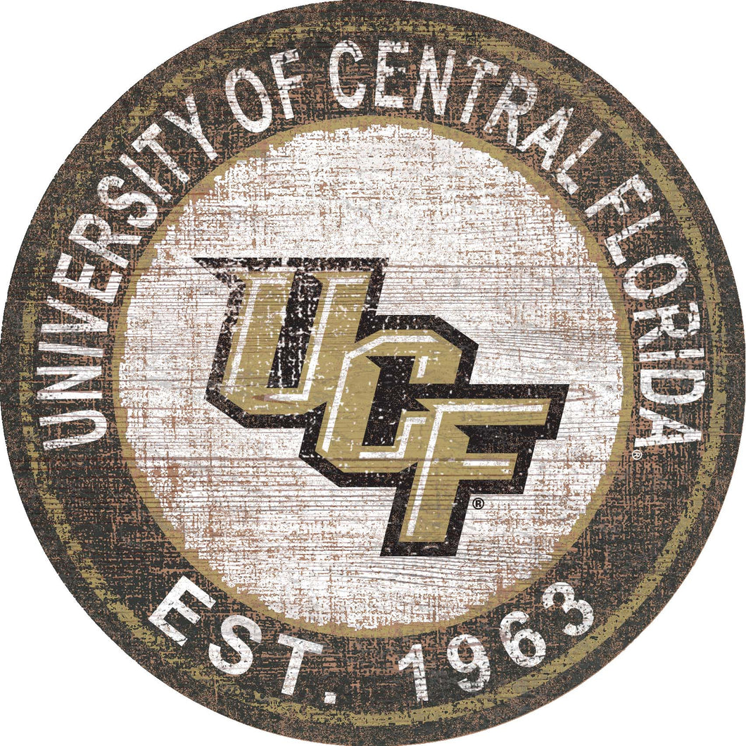 UCF Knights Heritage Logo Round Wood Sign - 24