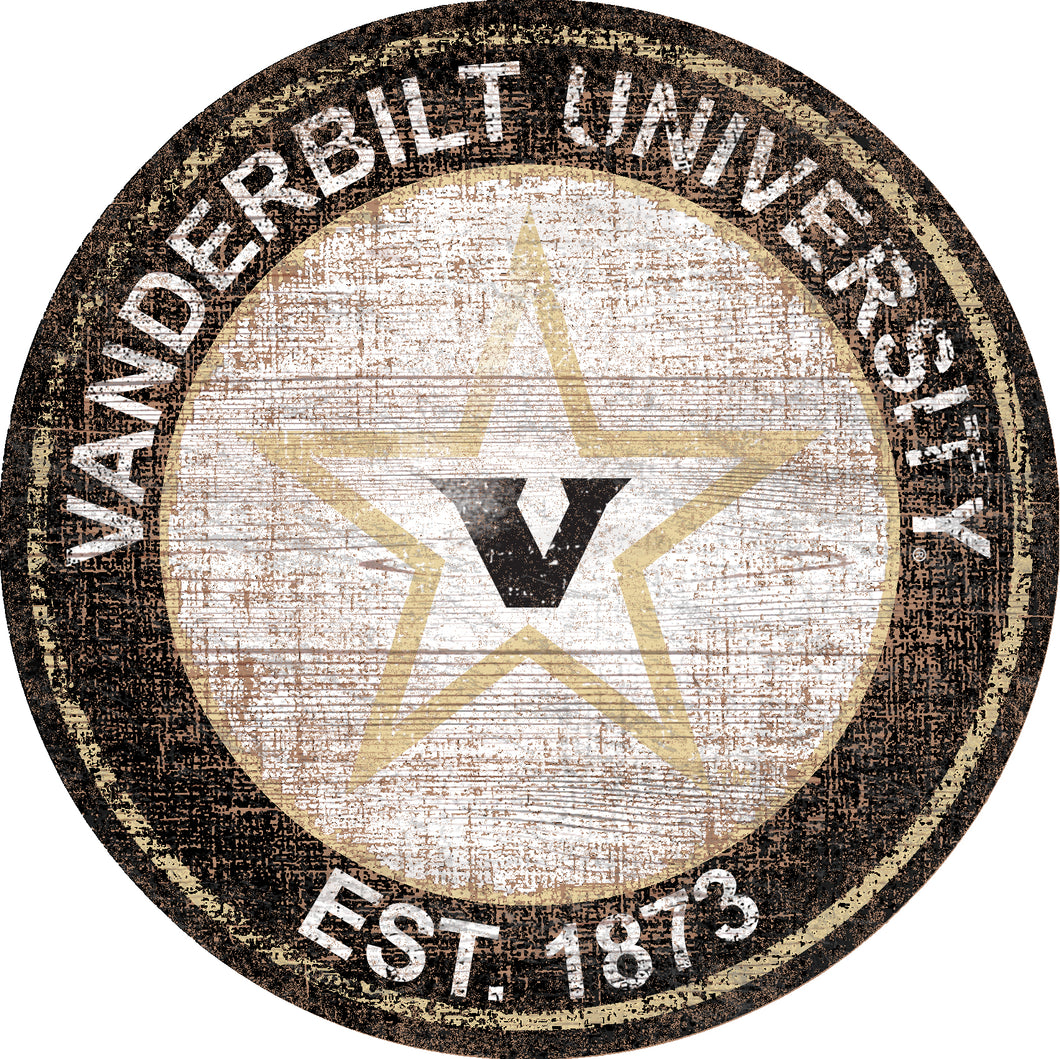 Vanderbilt Commodores Heritage Logo Round Wood Sign - 23.5