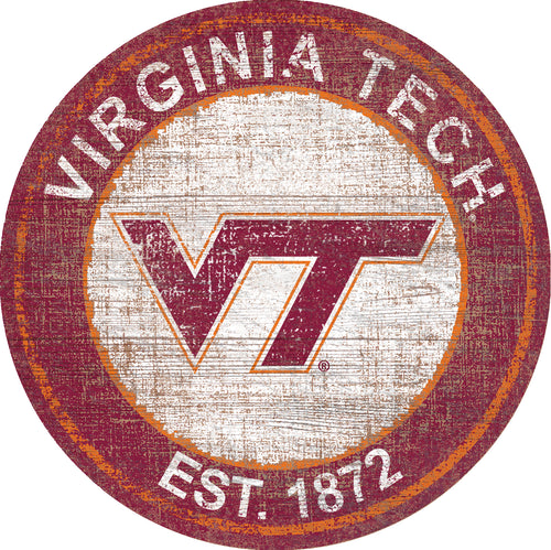 Virginia Tech Hokies Heritage Logo Round Wood Sign - 23.5