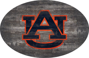 Auburn Tigers Distressed Wood Oval Sign