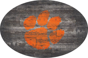 Clemson Tigers Distressed Wood Oval Sign