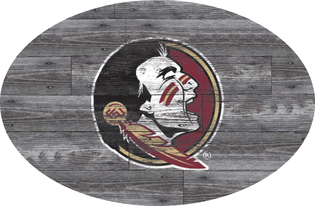 Florida State Seminoles Distressed Wood Oval Sign