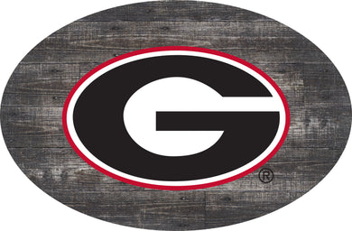 Georgia Bulldogs Distressed Wood Oval Sign