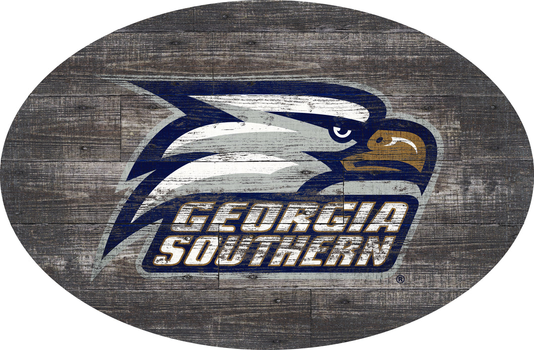 Georgia Southern Eagles Distressed Wood Oval Sign