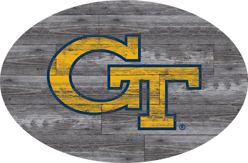 Georgia Tech Yellow Jackets Distressed Wood Oval Sign