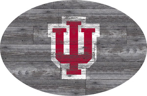 Indiana Hoosiers Distressed Wood Oval Sign