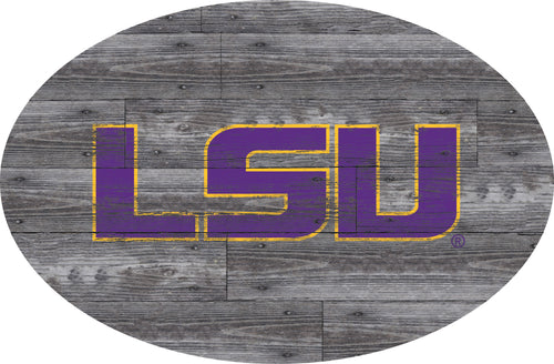 LSU Tigers Distressed Wood Oval Sign