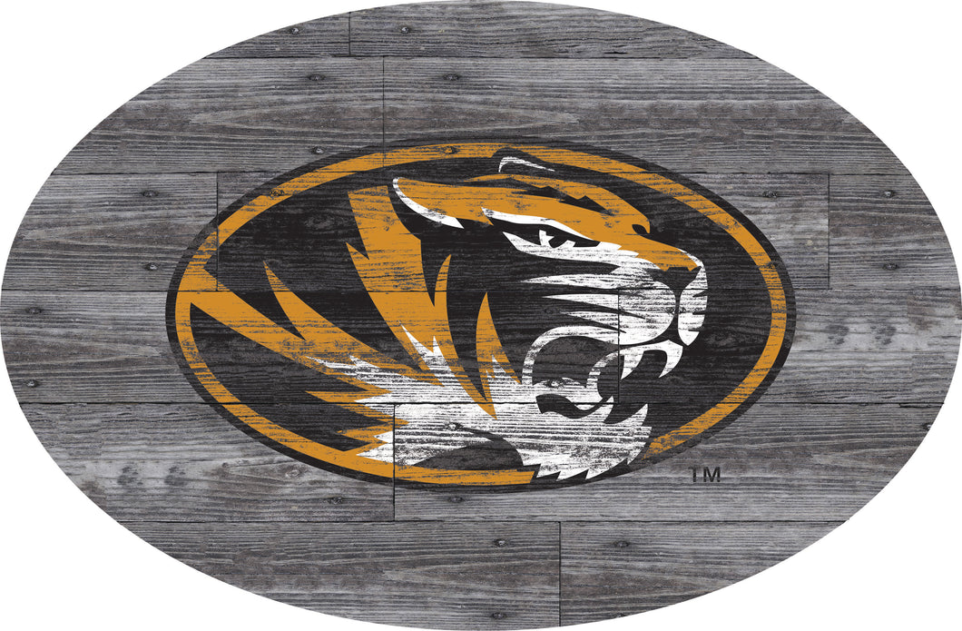 Missouri Tigers Distressed Wood Oval Sign