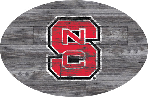 NC State Wolf Pack Distressed Wood Oval Sign