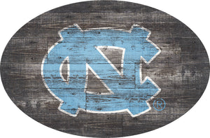 North Carolina Tar Heels Distressed Wood Oval Sign
