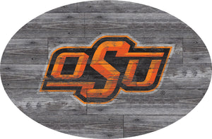 Oklahoma State Cowboys Distressed Wood Oval Sign