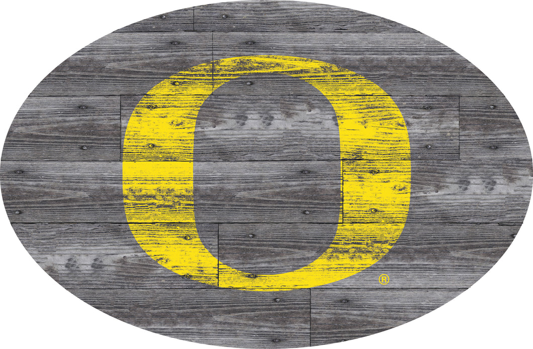 Oregon Ducks Distressed Wood Oval Sign