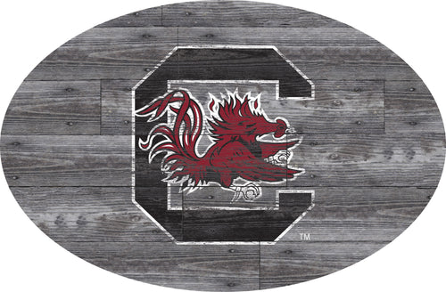 South Carolina Carolina Distressed Wood Oval Sign