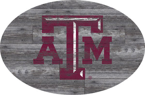 Texas A&M Aggies Distressed Wood Oval Sign