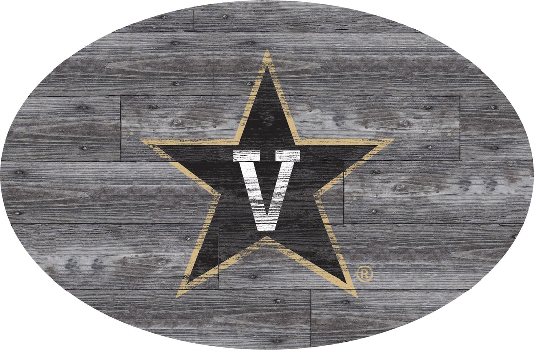 Vanderbilt Commodores Distressed Wood Oval Sign