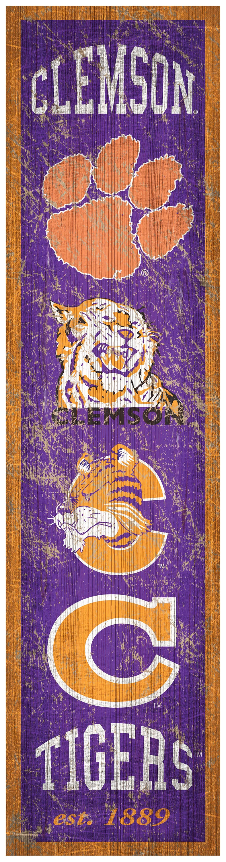 Clemson Tigers Heritage Banner Wood Sign - 6