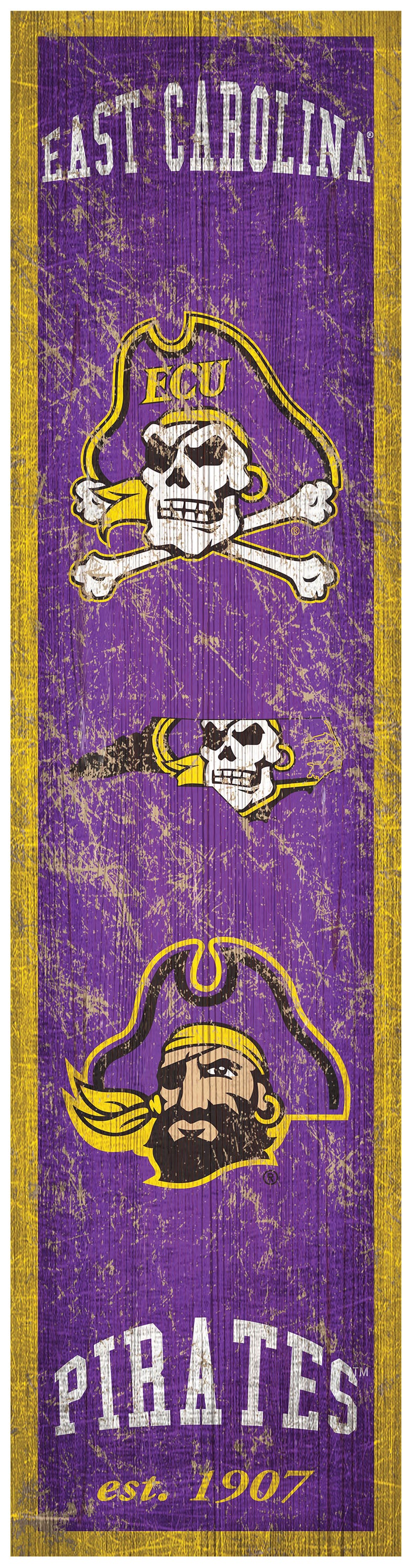 East Carolina Pirates Heritage Banner Wood Sign - 6