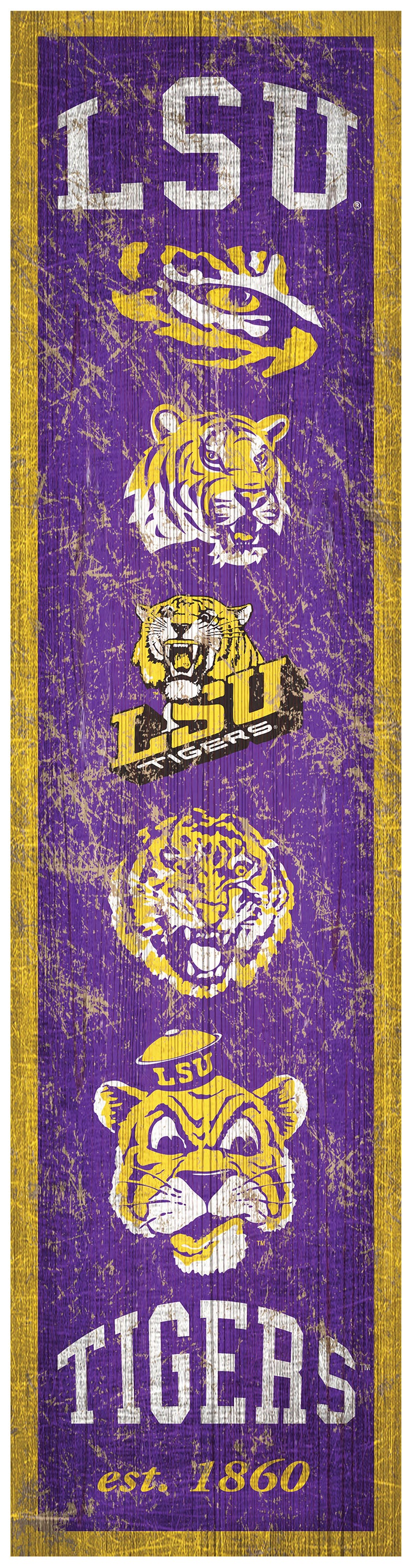 LSU Tigers Heritage Banner Wood Sign - 6