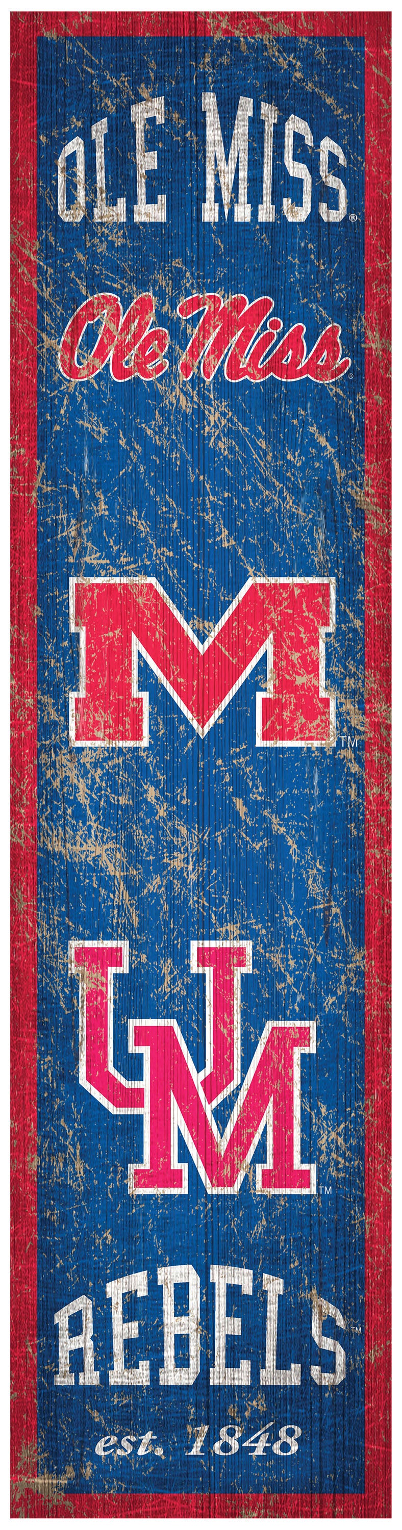 Ole Miss Rebels Heritage Banner Wood Sign - 6