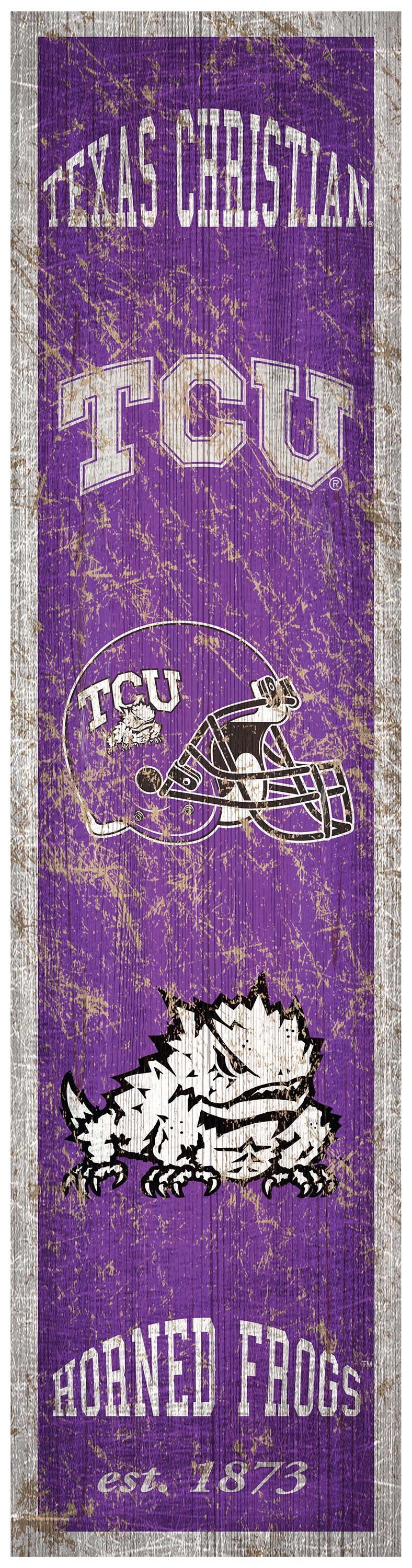 TCU Horned Frogs Heritage Banner Wood Sign - 6