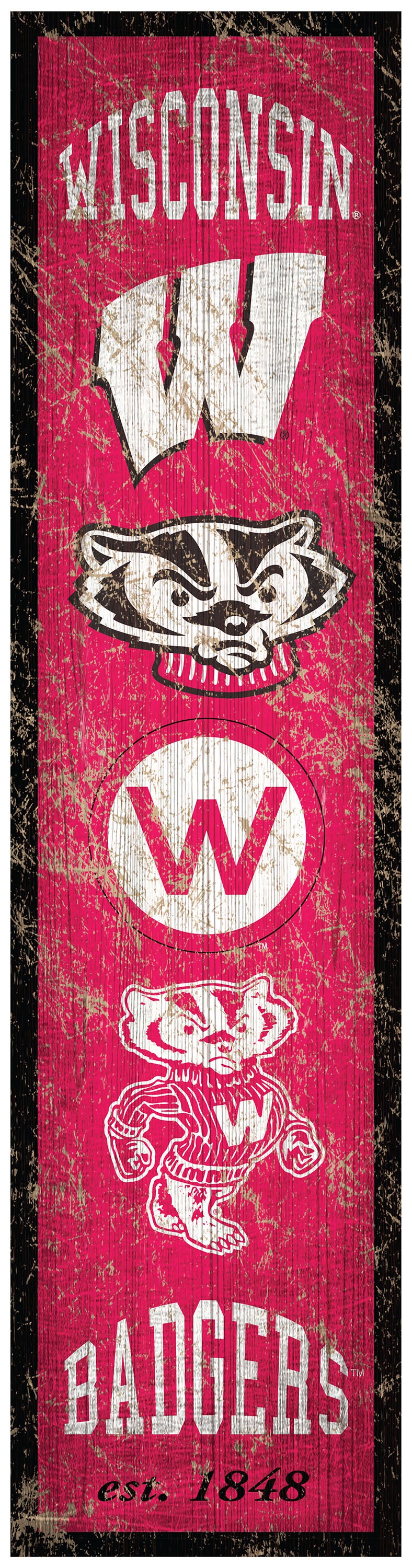 Wisconsin Badgers Heritage Banner Wood Sign - 6