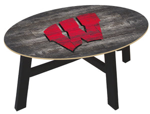 Wisconsin Badgers Distressed Wood Coffee Table