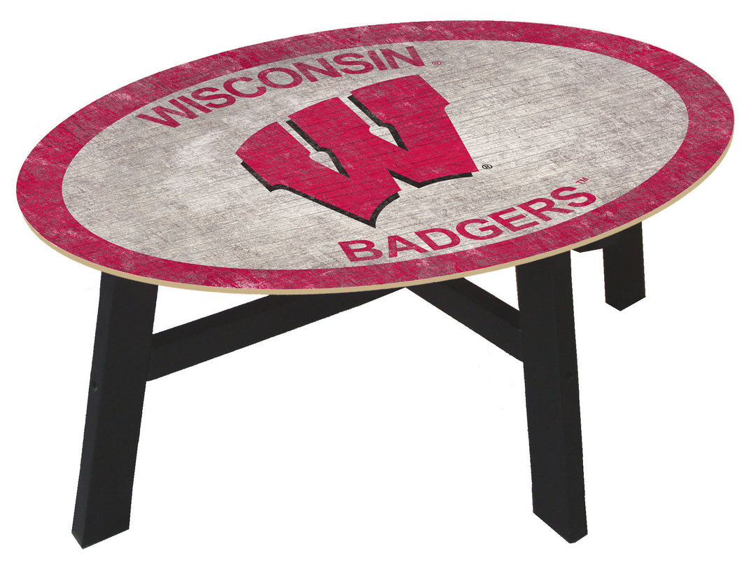 Wisconsin Badgers Color Logo Wood Coffee Table
