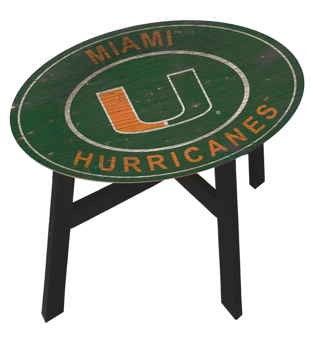 Miami Hurricanes Heritage Logo Side Table Sports Fanz