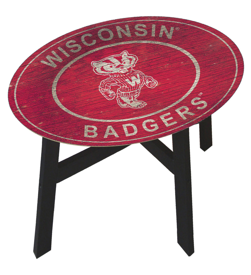 Wisconsin Badgers Heritage Logo Side Table