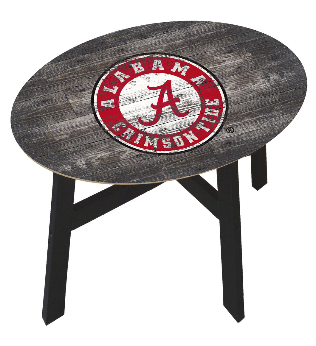NCAA fan gear Alabama Crimson Tide state distressed wood side table from Sports Fanz