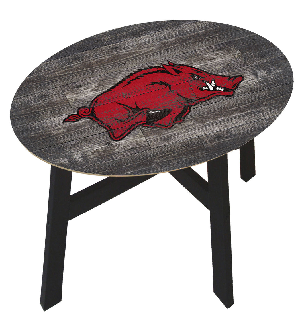 Arkansas Razorbacks Distressed Wood Logo Side Table