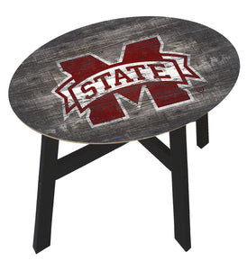 Mississippi State Bulldogs Distressed Wood Logo Side Table