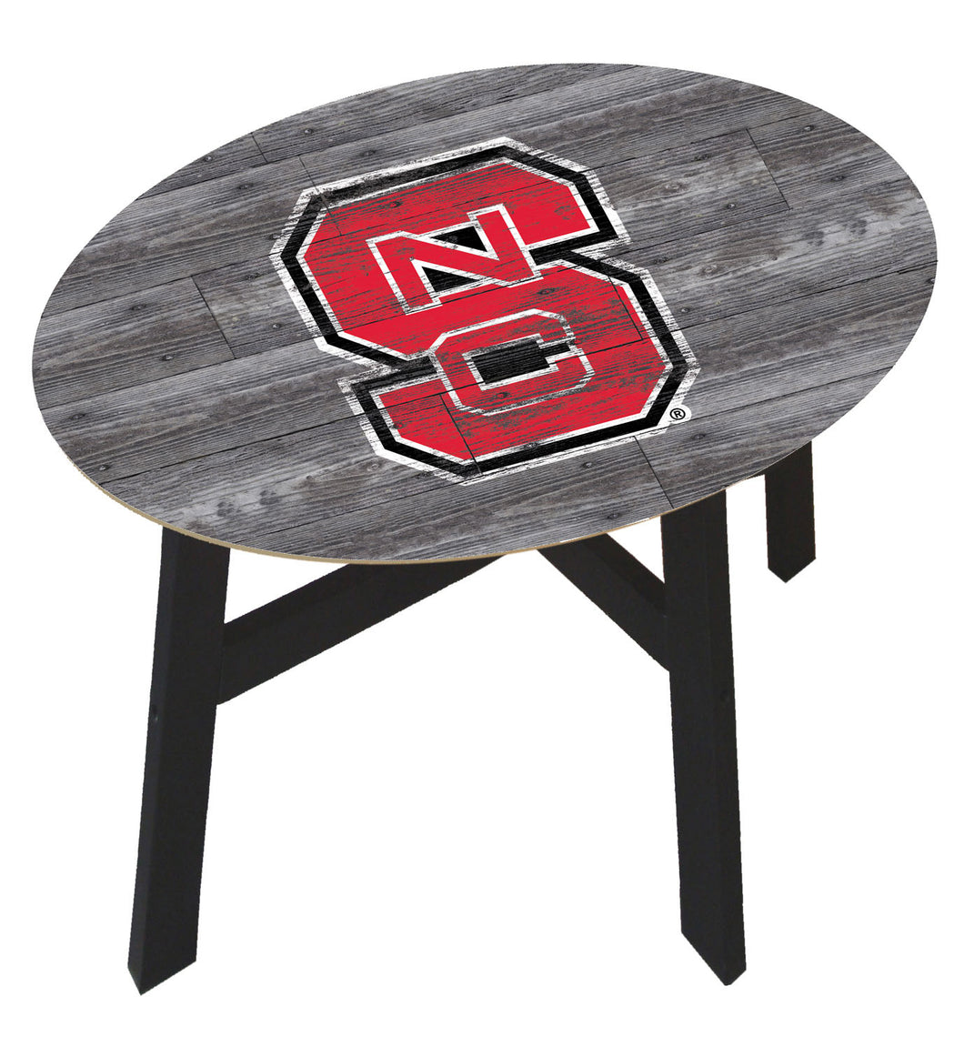 NC State Wolfpack Distressed Wood Logo Side Table