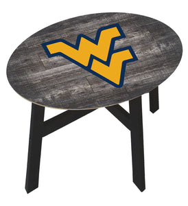 West Virginia Mountaineers Distressed Wood Logo Side Table